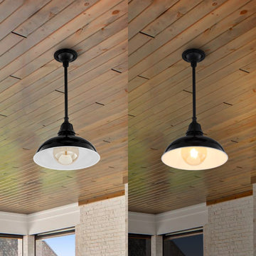 Jasper 12.25" Farmhouse Industrial Indoor/Outdoor Iron LED Pendant